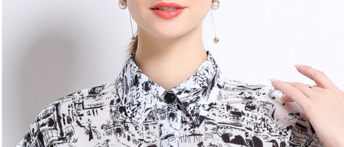 Short sleeve summer long dress printing with belt shirt