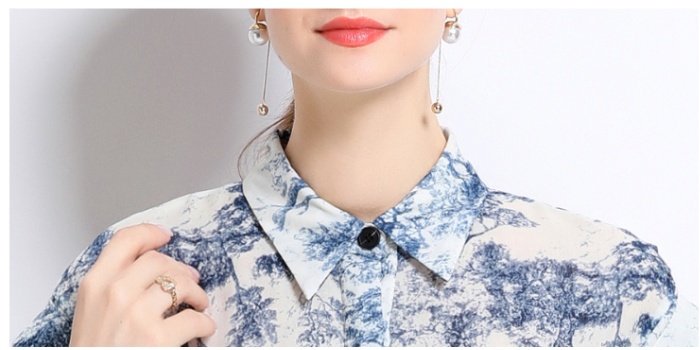 With belt short sleeve shirt printing summer long dress