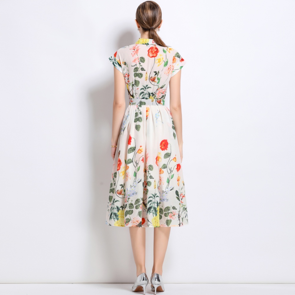 Summer short sleeve long dress printing dress