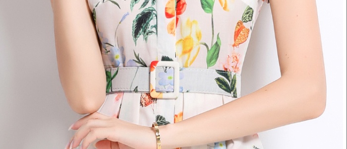 Summer short sleeve long dress printing dress