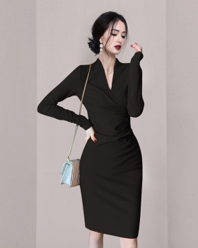 Autumn and winter hip dress temperament T-back for women