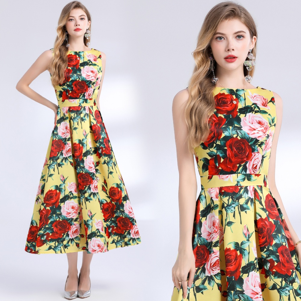 A-line clipping stereoscopic pinched waist dress