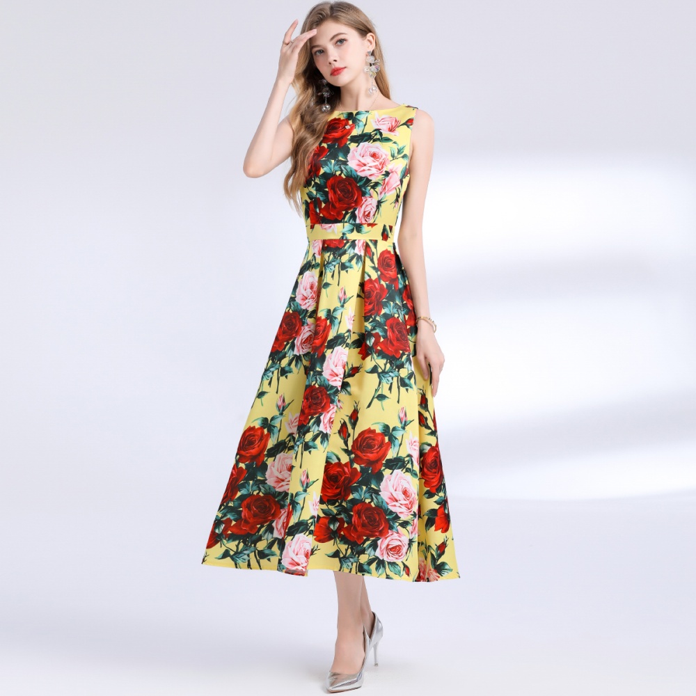 A-line clipping stereoscopic pinched waist dress