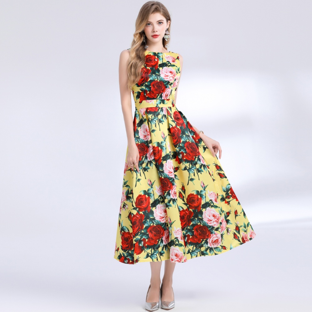 A-line clipping stereoscopic pinched waist dress