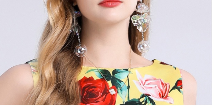 A-line clipping stereoscopic pinched waist dress