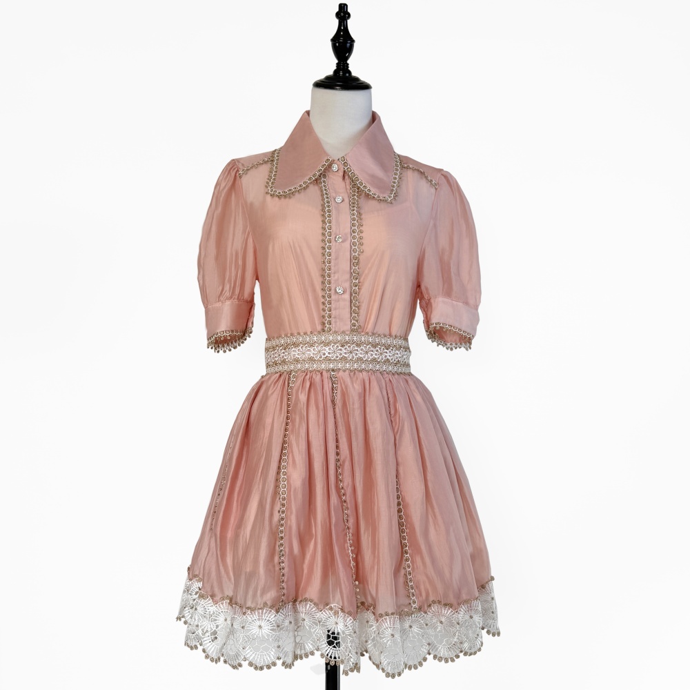 High waist lace shirt splice skirt a set