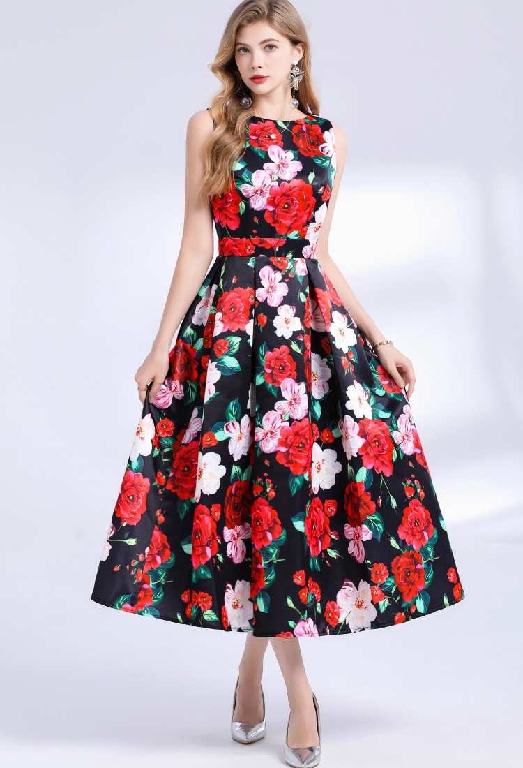 Stereoscopic sleeveless A-line clipping dress