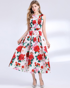 High waist stereoscopic pinched waist clipping dress