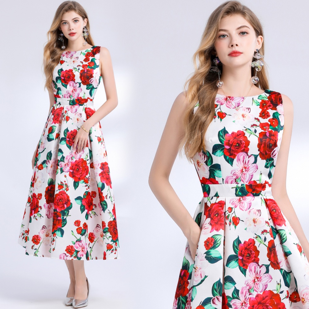 High waist stereoscopic pinched waist clipping dress