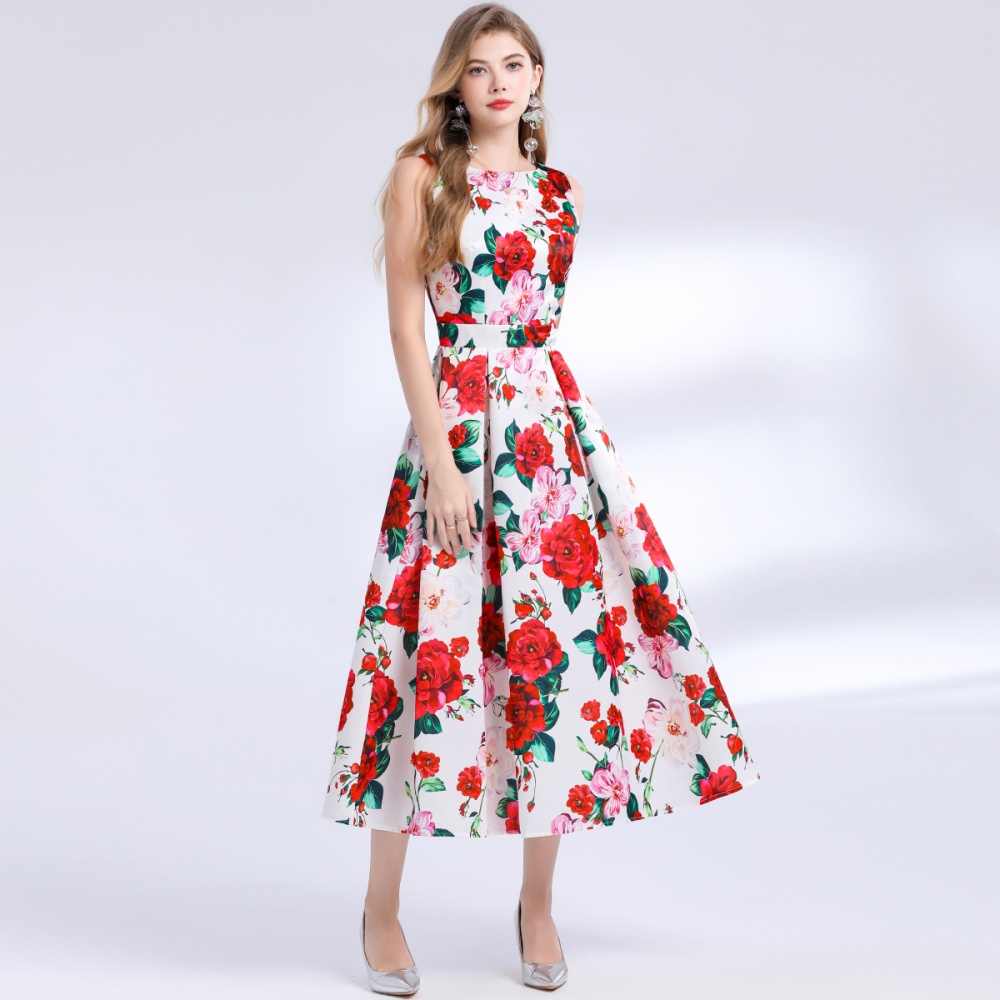 High waist stereoscopic pinched waist clipping dress