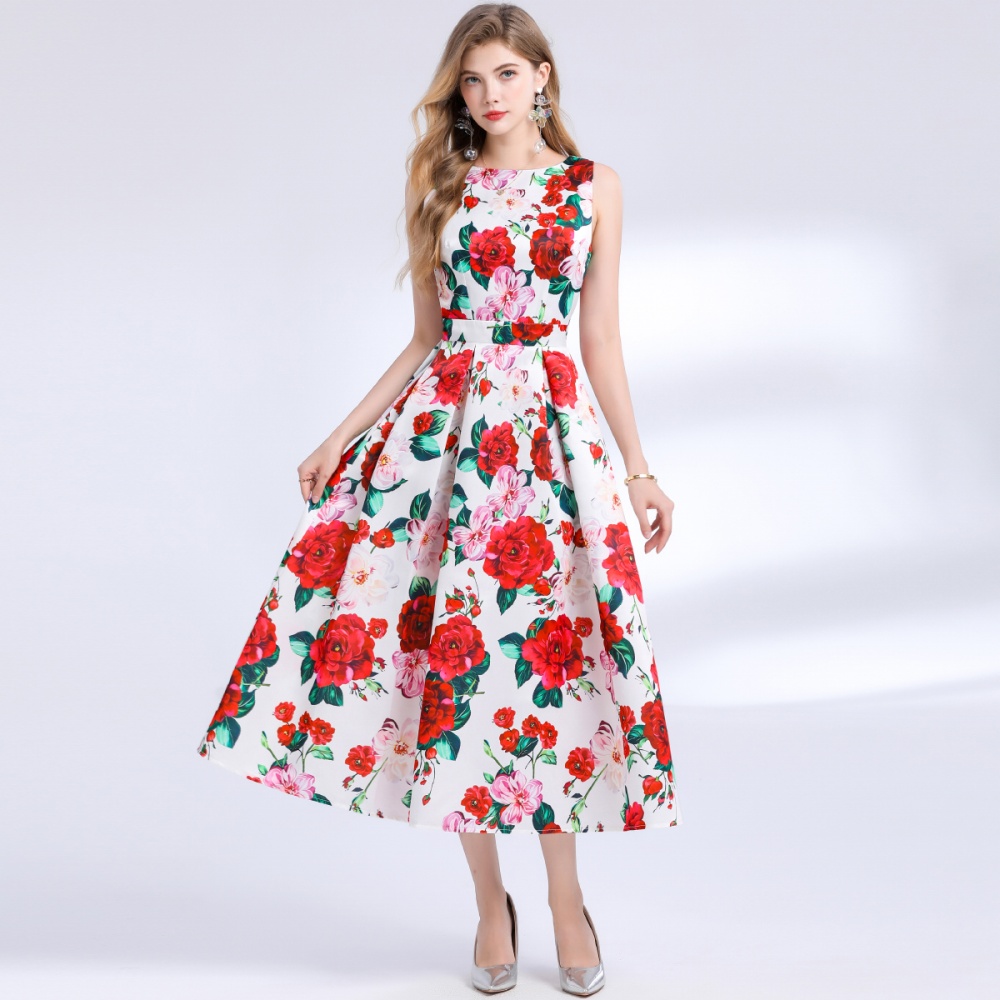 High waist stereoscopic pinched waist clipping dress