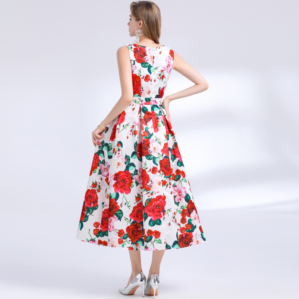 High waist stereoscopic pinched waist clipping dress