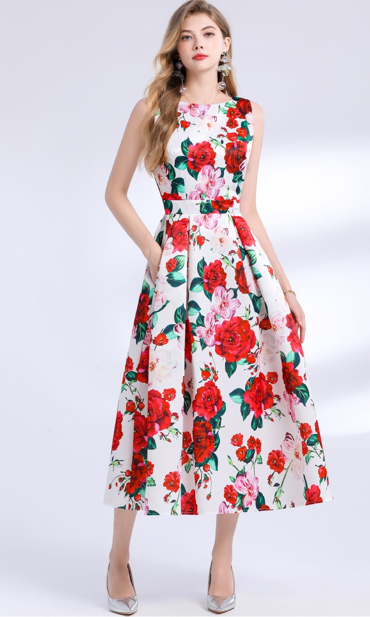 High waist stereoscopic pinched waist clipping dress