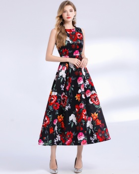 Stereoscopic high waist A-line pinched waist dress