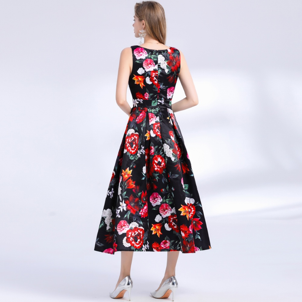 Stereoscopic high waist A-line pinched waist dress