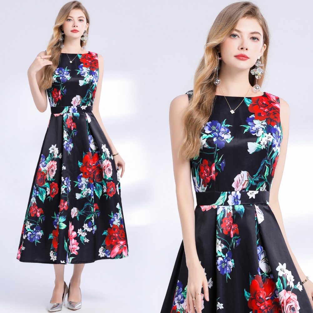 Clipping A-line stereoscopic high waist dress