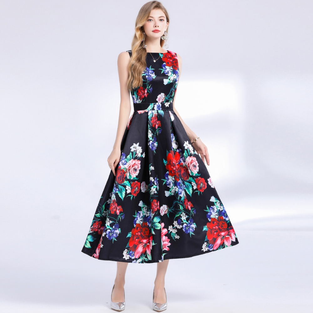 Clipping A-line stereoscopic high waist dress