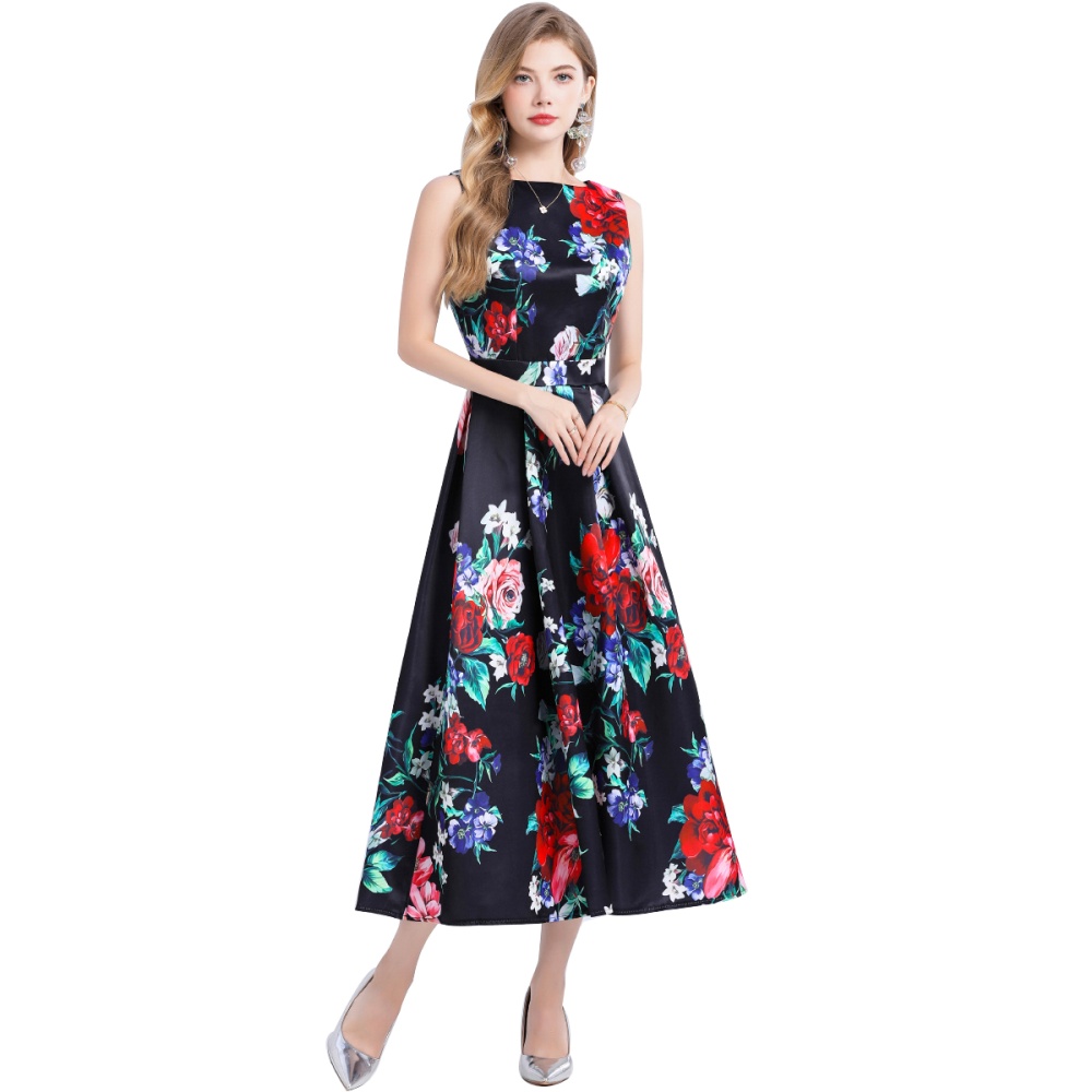 Clipping A-line stereoscopic high waist dress