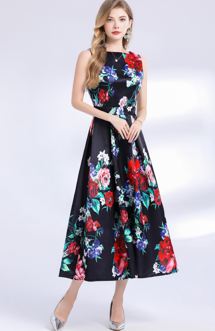 Clipping A-line stereoscopic high waist dress