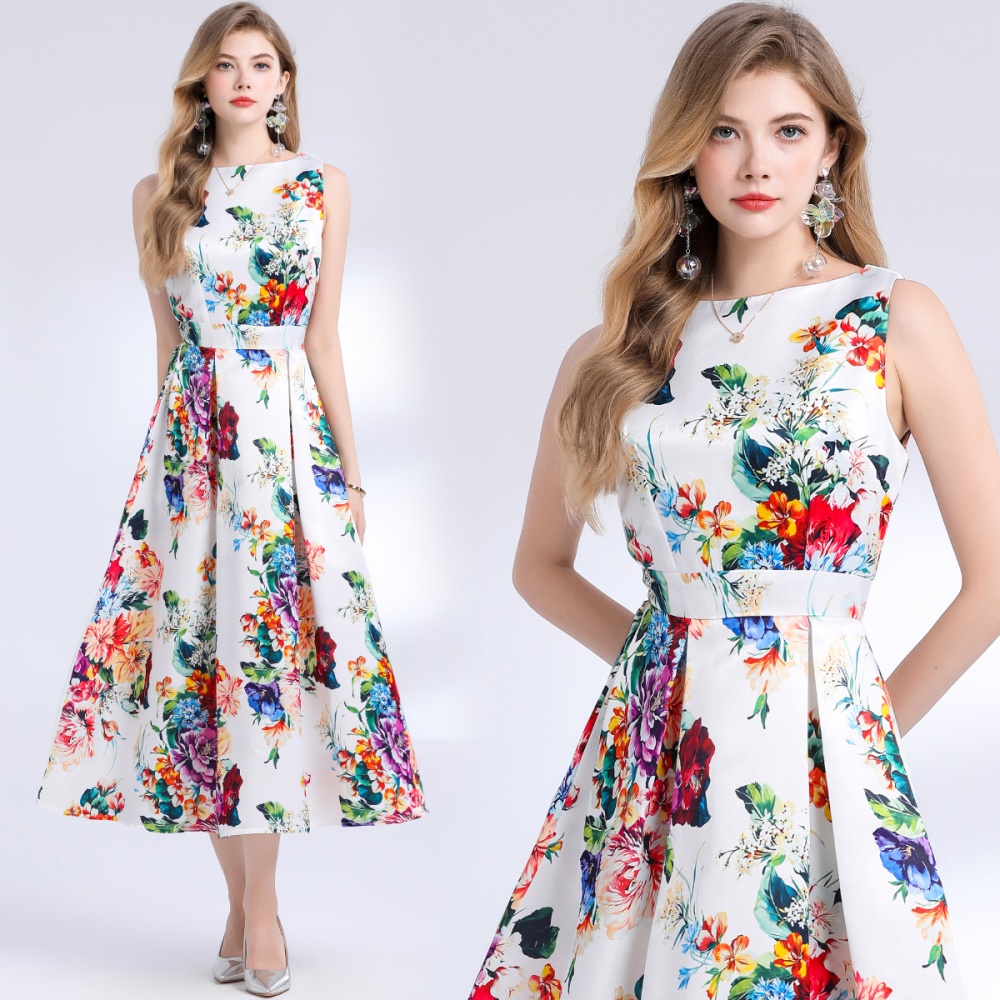 High waist clipping stereoscopic pinched waist dress