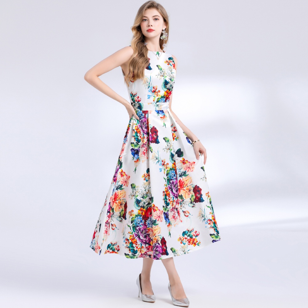 High waist clipping stereoscopic pinched waist dress