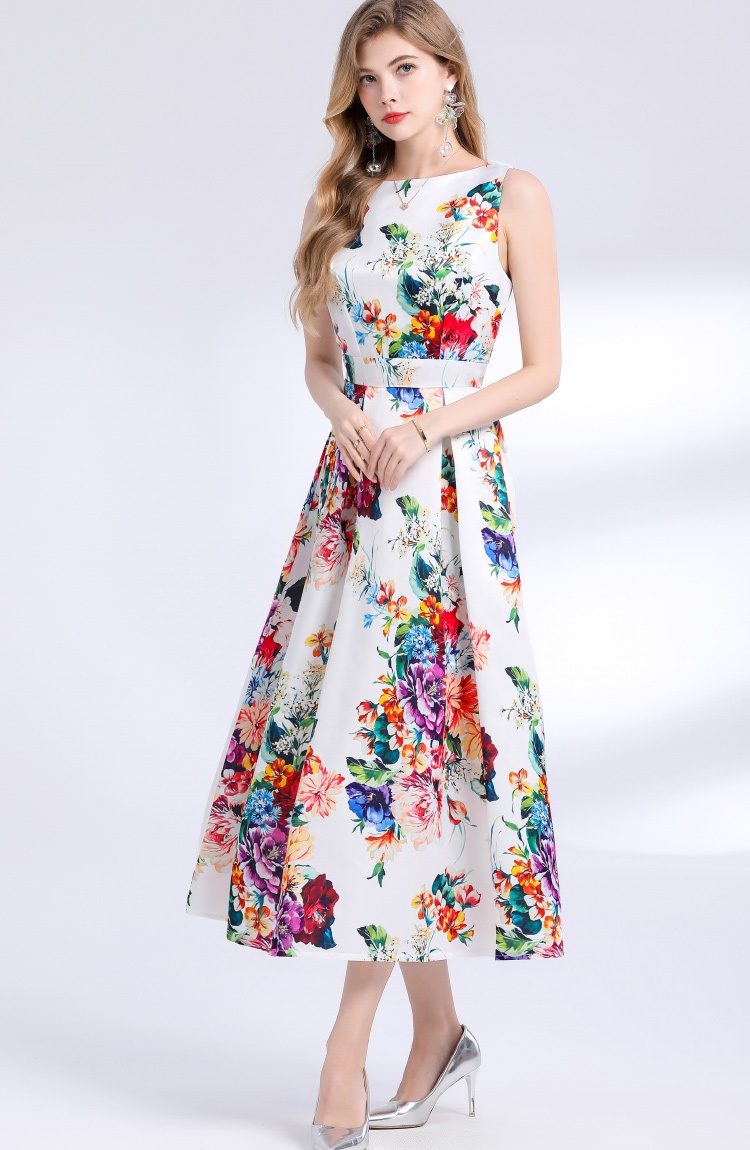 High waist clipping stereoscopic pinched waist dress