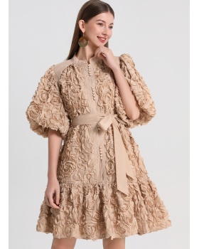 Stereoscopic European style pure loose short dress
