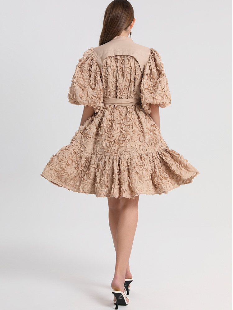 Stereoscopic European style pure loose short dress