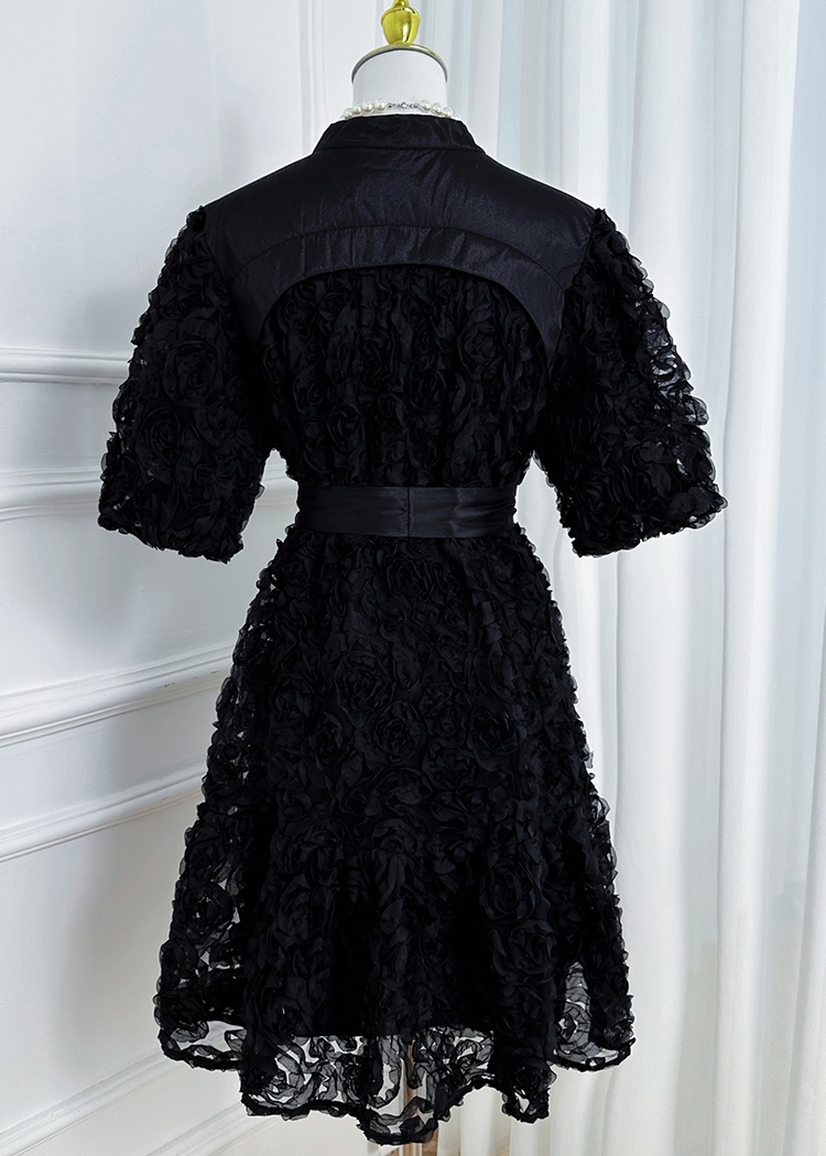 Stereoscopic European style pure loose short dress