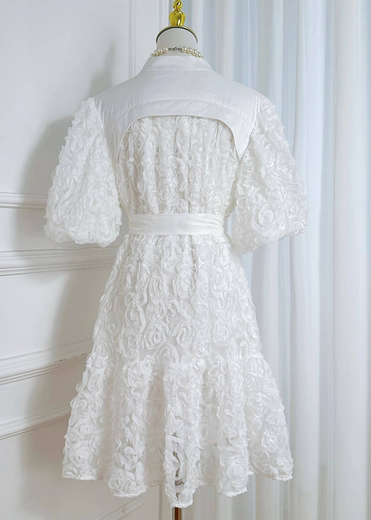 Stereoscopic European style pure loose short dress