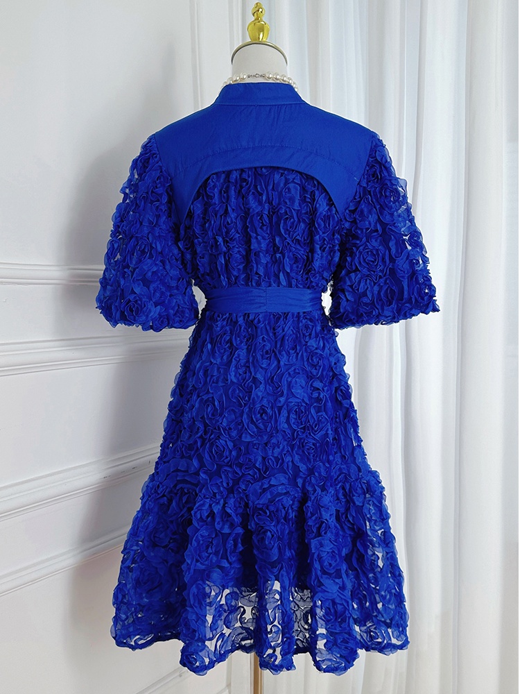 Stereoscopic European style pure loose short dress