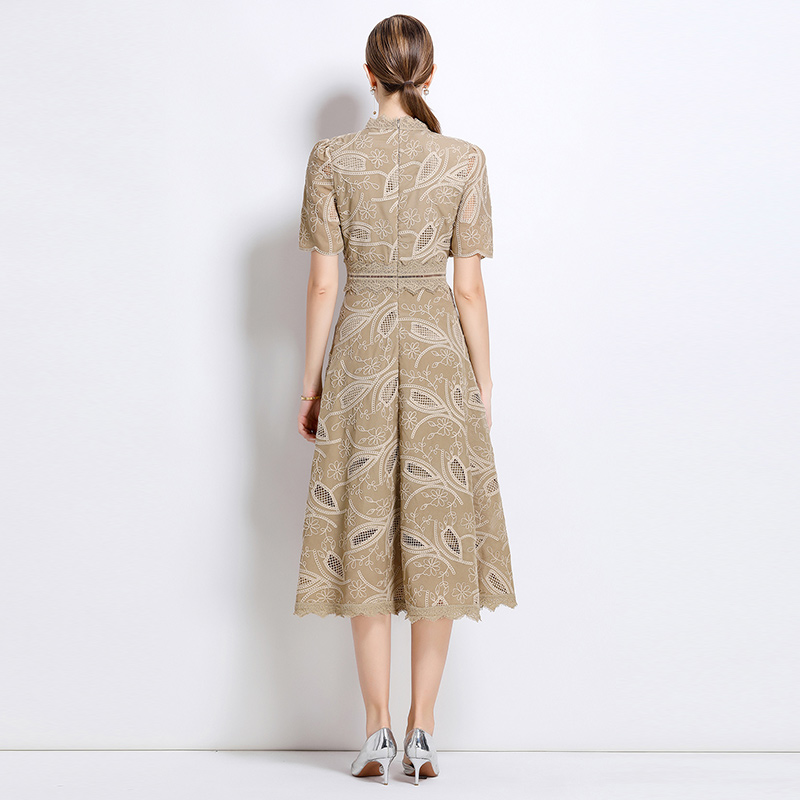 Crochet long dress short sleeve dress for women