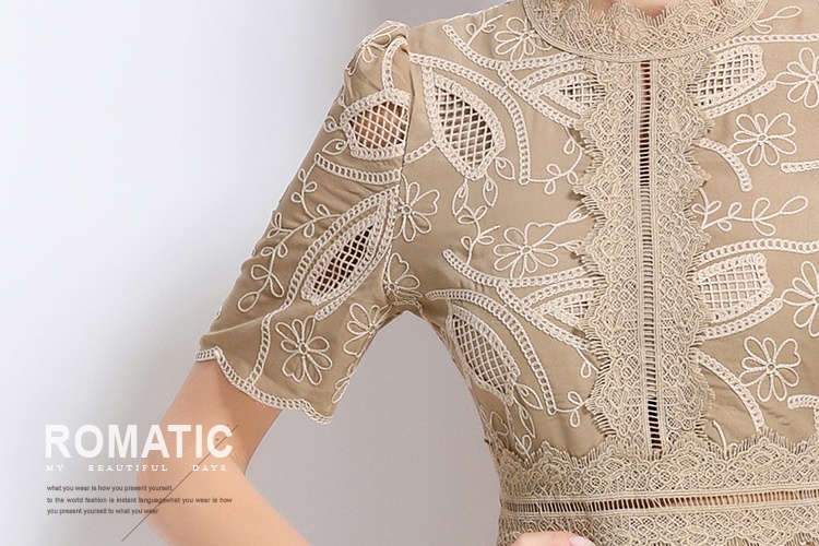 Crochet long dress short sleeve dress for women
