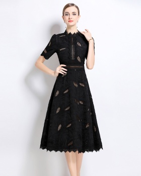 Short sleeve fashion long dress crochet dress for women