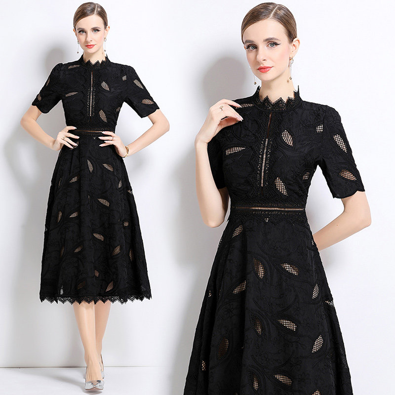 Short sleeve fashion long dress crochet dress for women