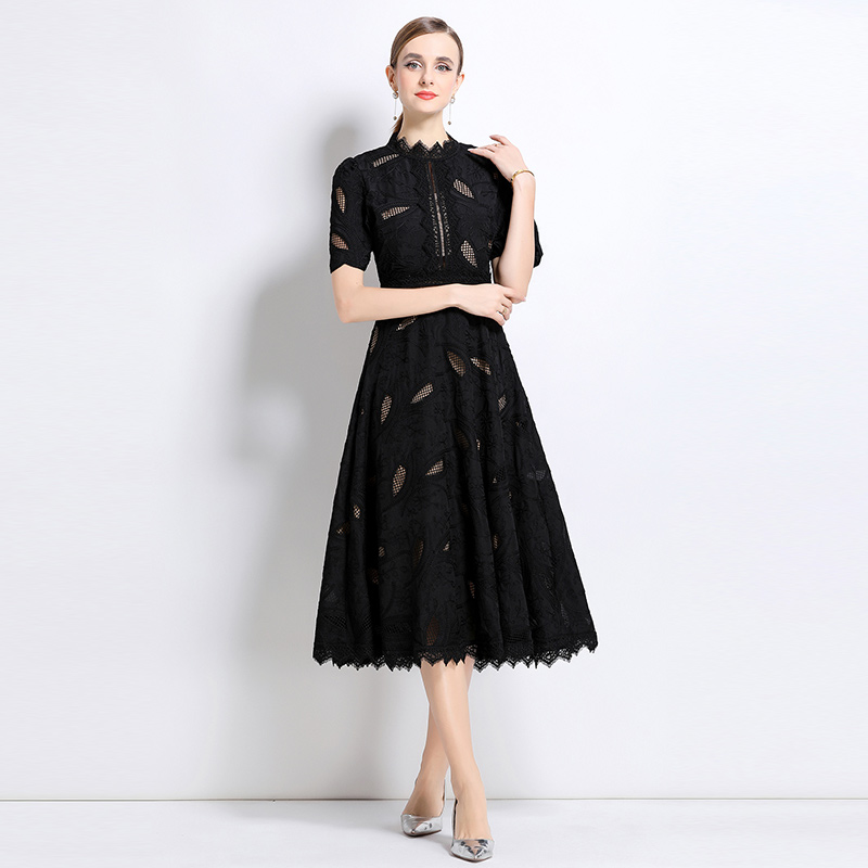 Short sleeve fashion long dress crochet dress for women