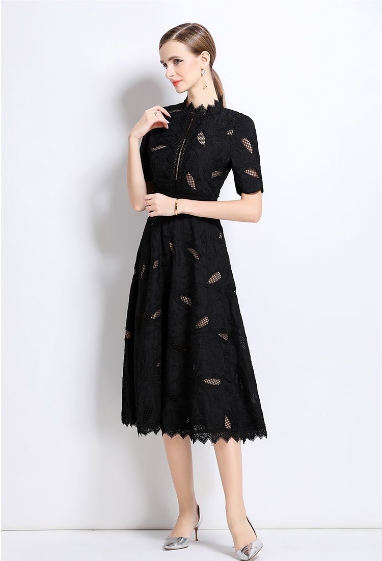 Short sleeve fashion long dress crochet dress for women