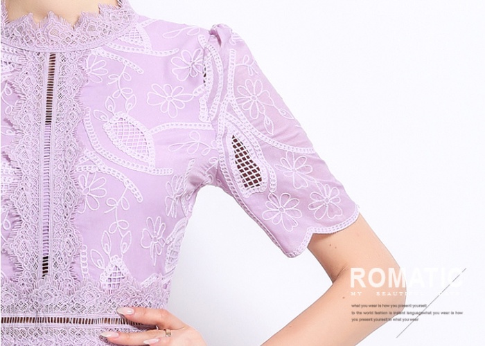 Hollow crochet dress pinched waist long dress for women