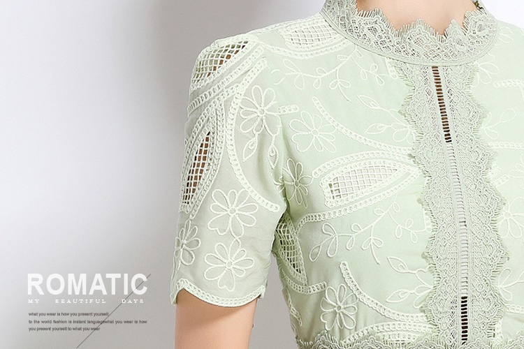Hollow elegant dress short sleeve France style long dress