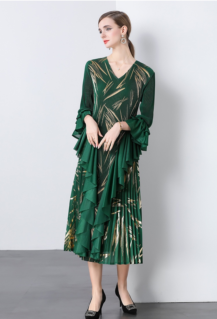 Pleats Please pinched waist summer lotus leaf edges dress