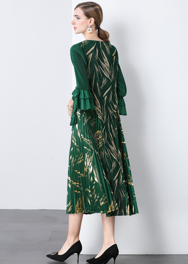 Pleats Please pinched waist summer lotus leaf edges dress