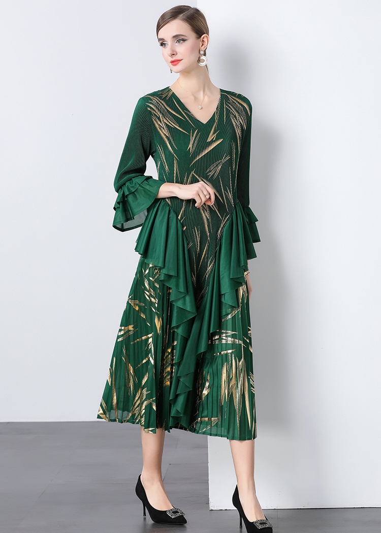 Pleats Please pinched waist summer lotus leaf edges dress