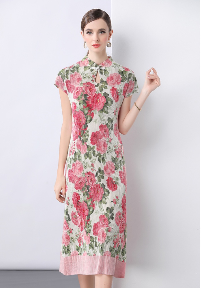 Pleats Please dress short sleeve cheongsam