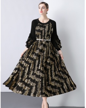Pleats Please long sleeve big skirt dress