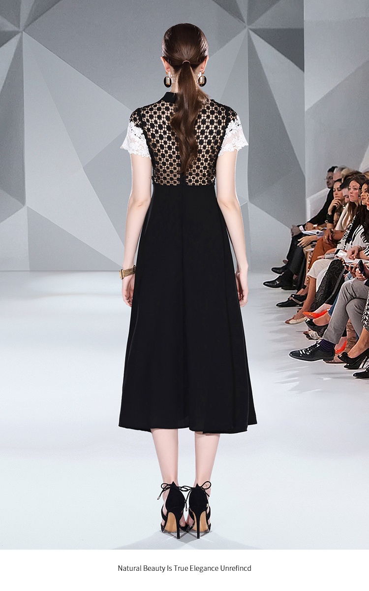 Chiffon lace hollow splice dress