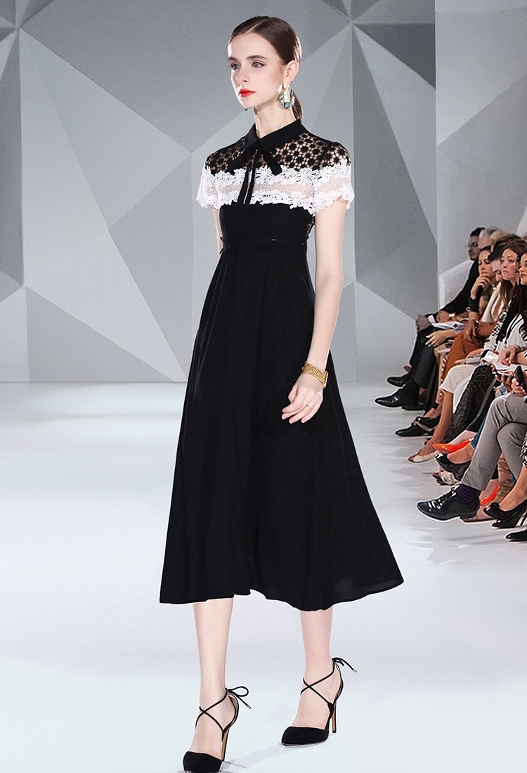 Chiffon lace hollow splice dress