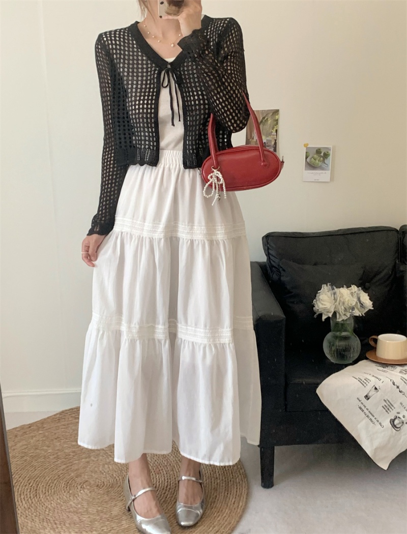 Hollow slim knitted cardigan all-match short shawl