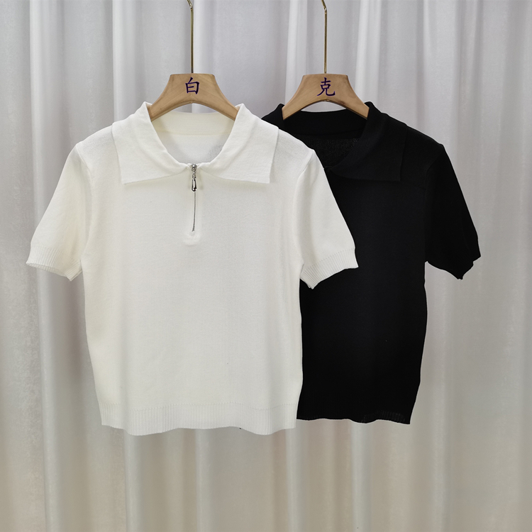 Summer thin tops lapel Korean style sweater