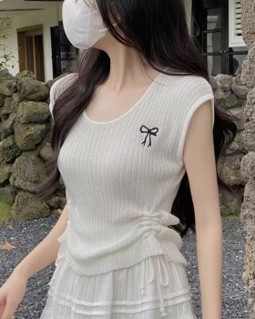 U-neck thin sweater ice silk T-shirt for women