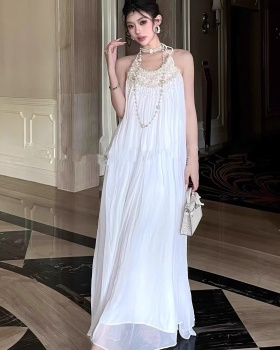 White temperament dress France style sequins formal dress